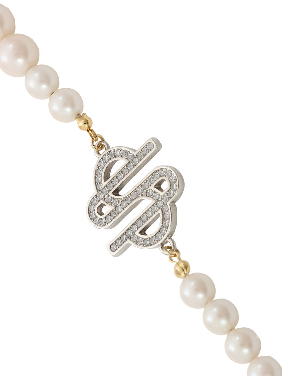 Double Charm Long Pearl Necklace